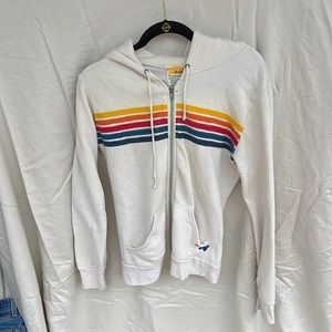 Tan Aviator Nation zip up hoodie